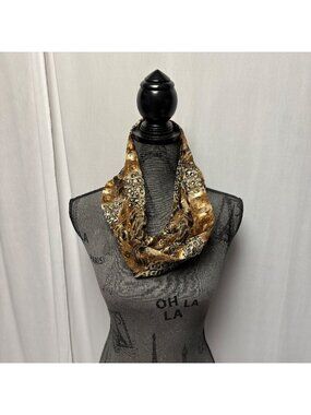 Animal Print Infinity Scarf Lightweight Silky Brown Black Fashion Accessory